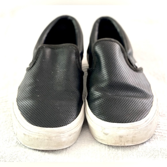 Vans Slip On Black Faux/Leather W8.5 M7 UK6 EU39 - Picture 3 of 9